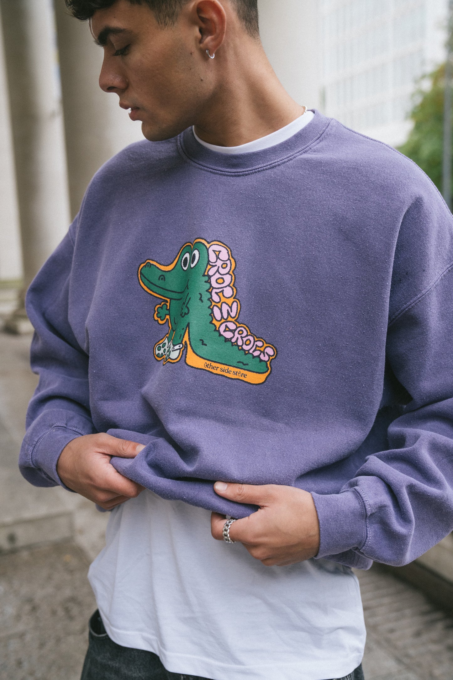 Other Side Store 'Croc In Crocs' Sweater - Vintage Washed Violet