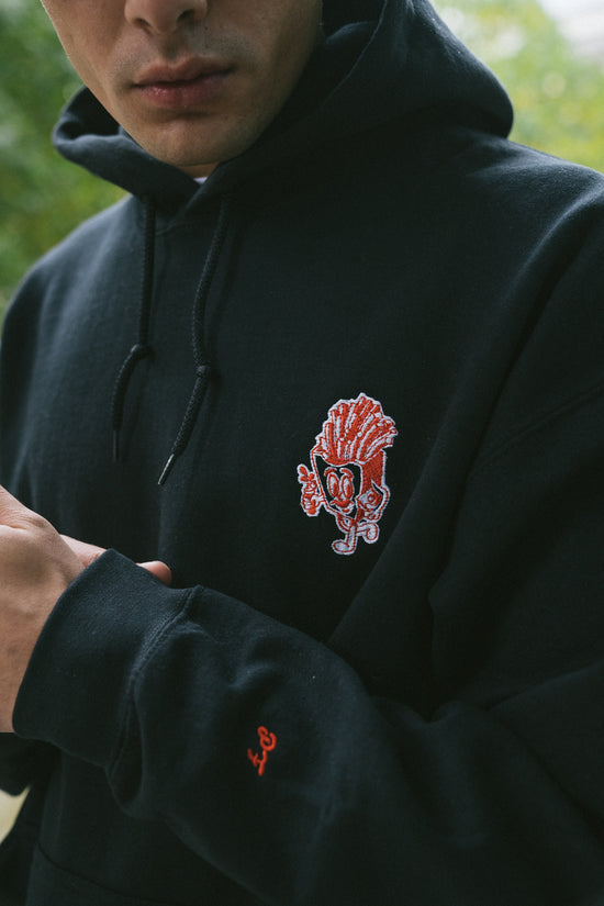 Pomme Frite 'Chips' Embroidered Hoodie - Black