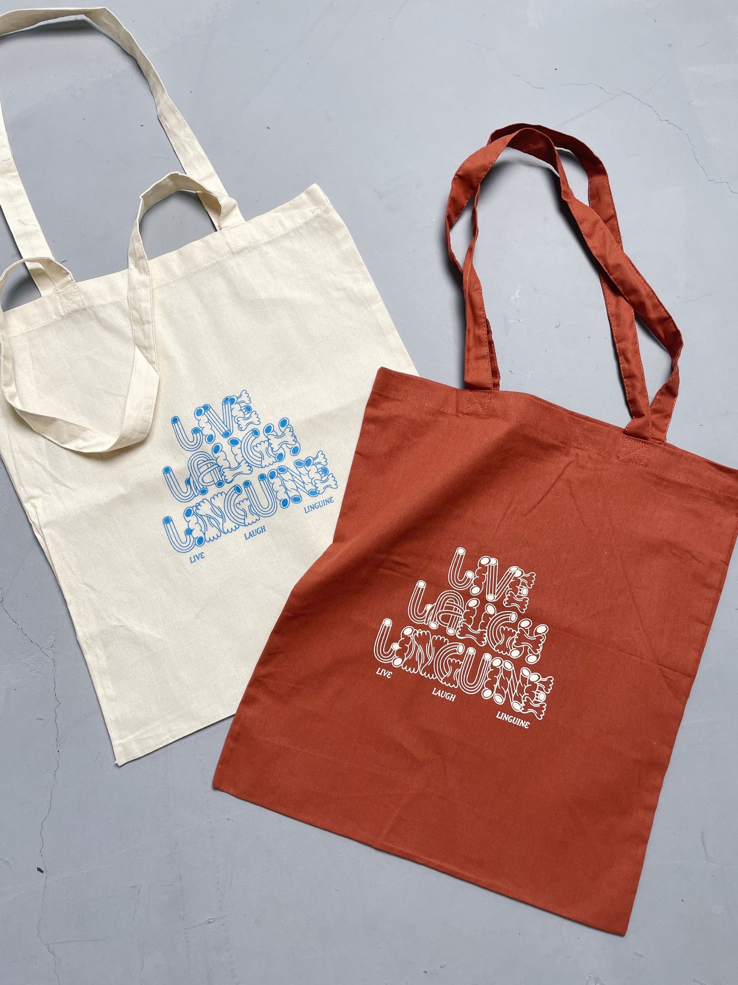Other Side Store 'Live Laugh Linguine' Tote Bag - Rust