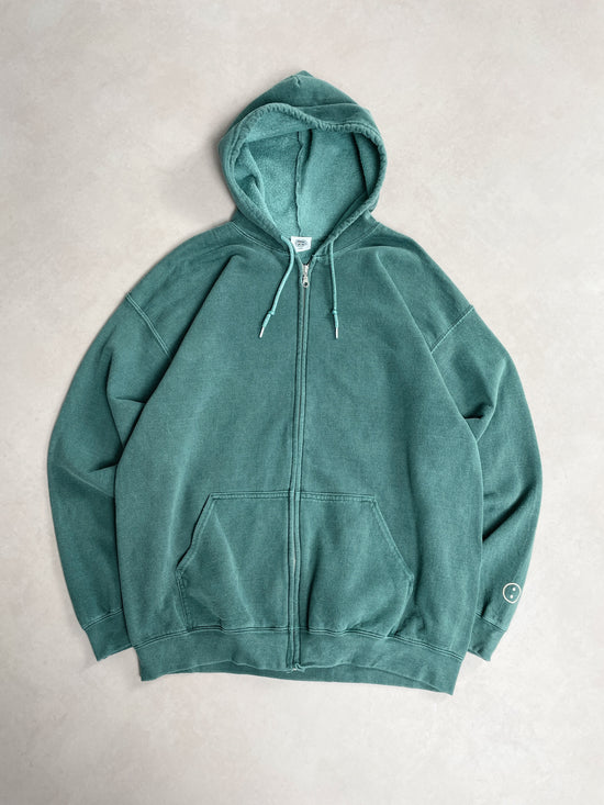 Essentials Vintage Washed Zip Up Hoodie - Forest