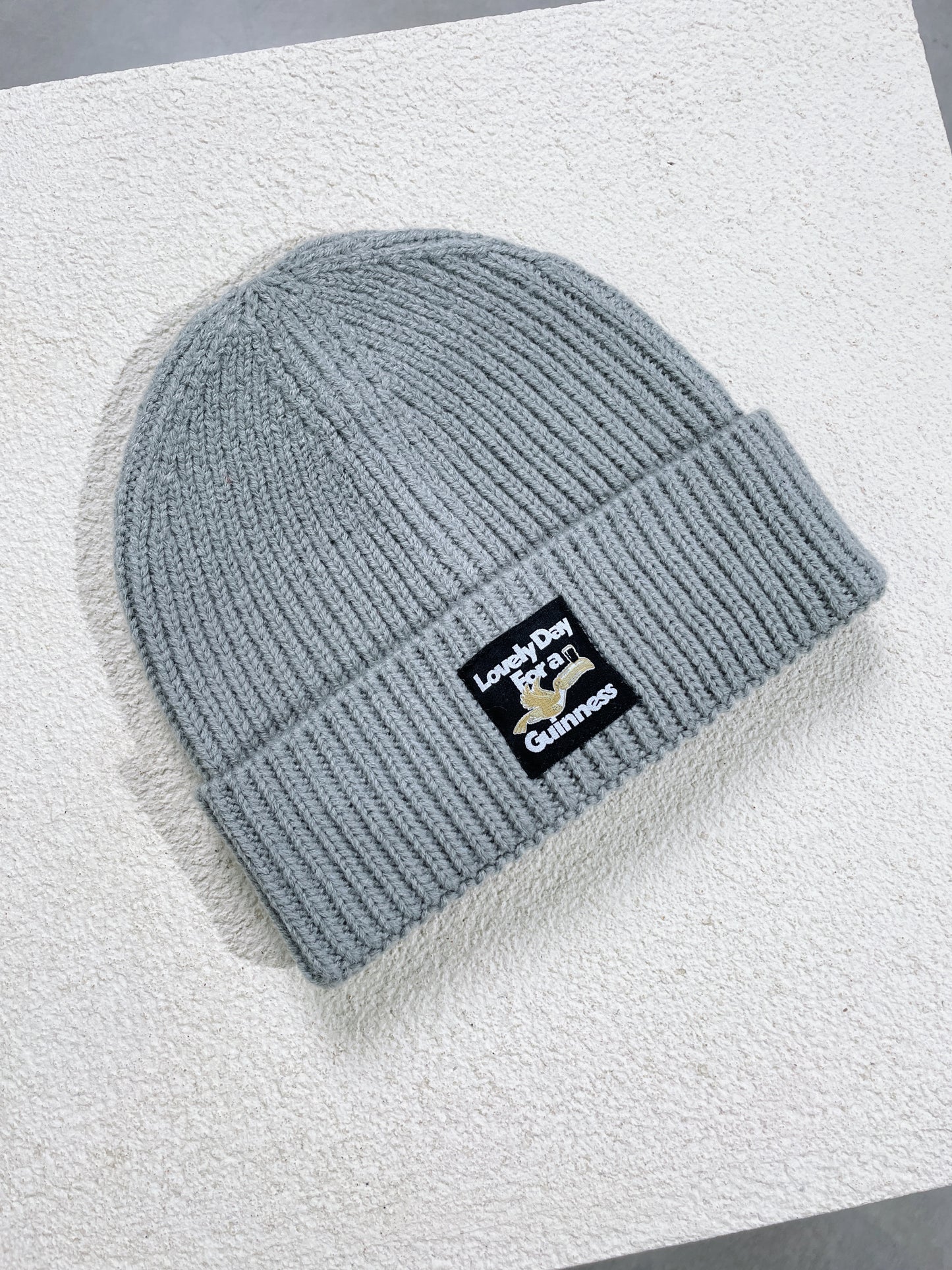 Guinness x UN:IK Ribbed Beanie - Light Grey