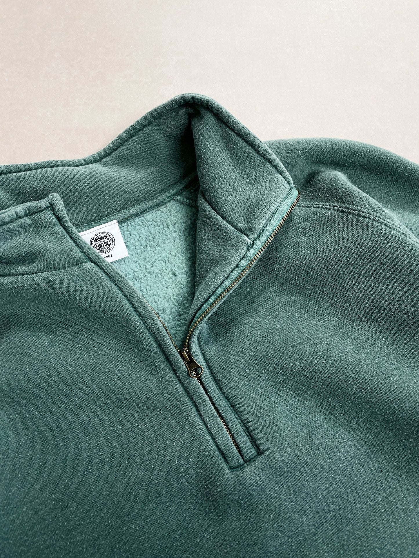 Essentials Vintage Washed 1/4 Zip Sweatshirt - Forest