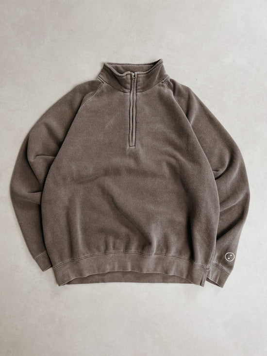 Essentials Vintage Washed 1/4 Zip Sweatshirt - Cocoa