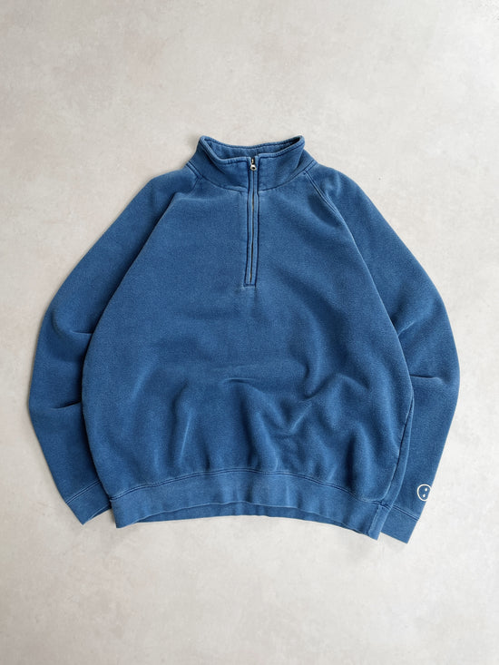 Essentials Vintage Washed 1/4 Zip Sweatshirt - Navy