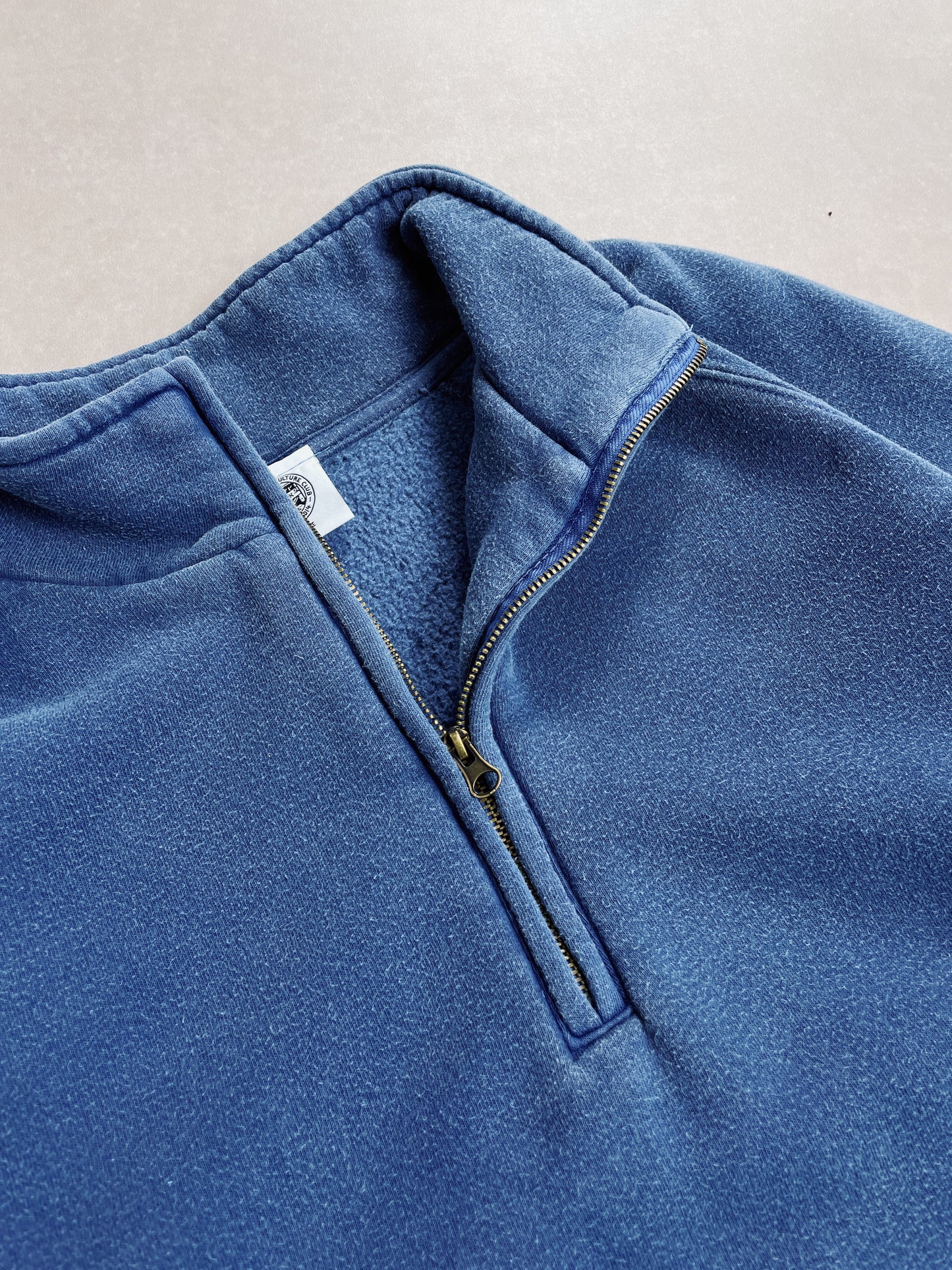 Essentials Vintage Washed 1/4 Zip Sweatshirt - Navy