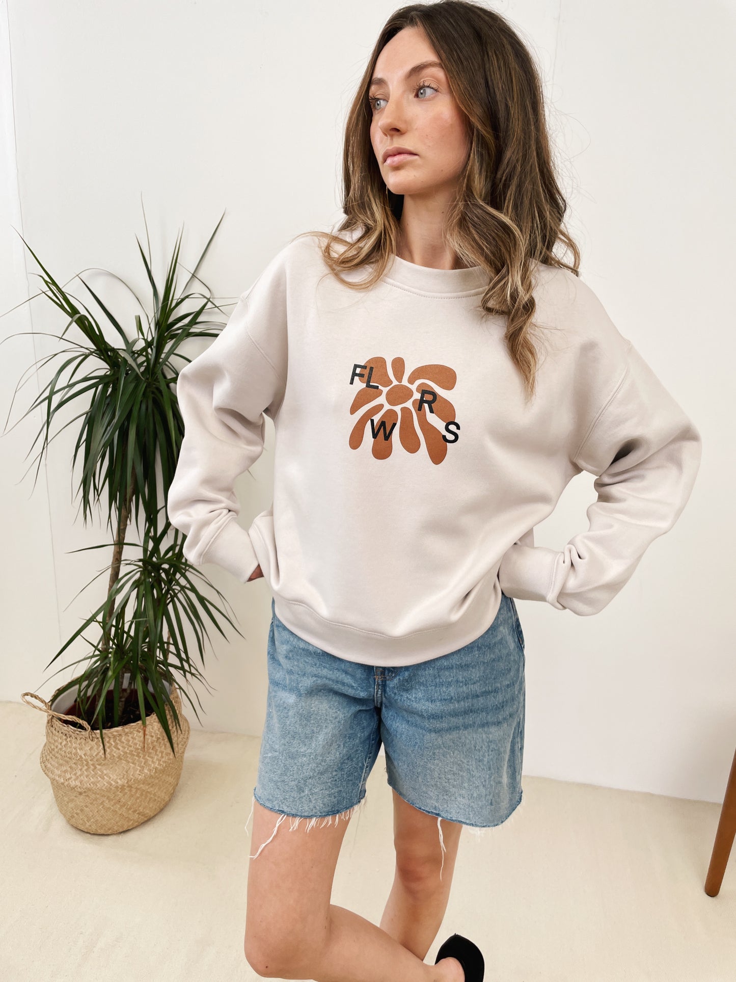 FLWRS Relaxed Crew Neck Sweater - Bone