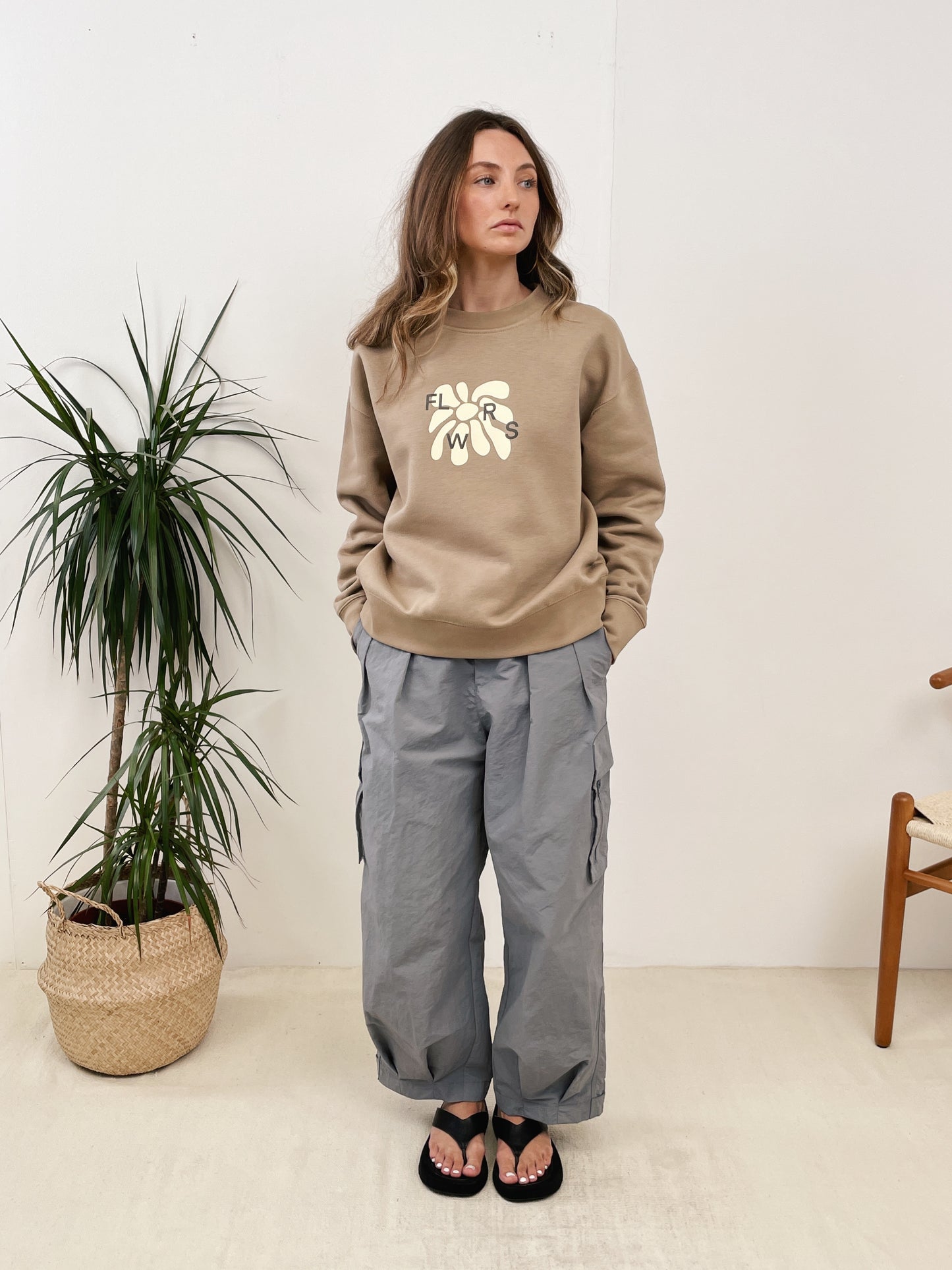 FLWRS Relaxed Crew Neck Sweater - Sand