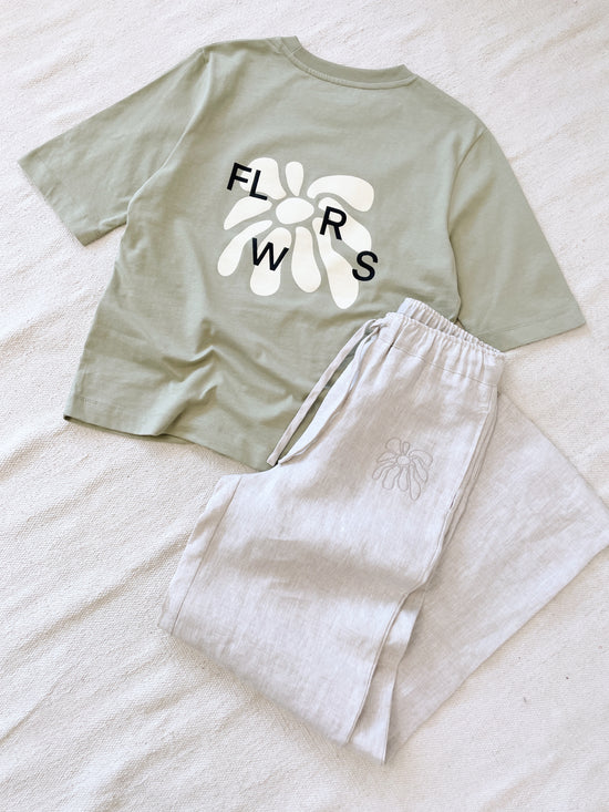 FLWRS Organic Boxy Tee - Sage