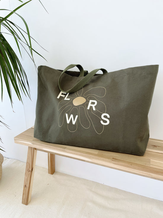 FLWRS Oversized Canvas Tote - Khaki