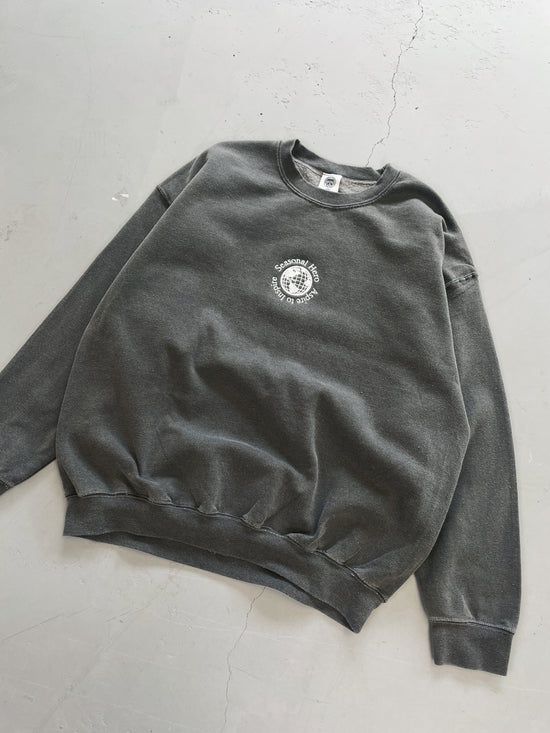 Seasonal Hero 'Aspire' Embroidered  Vintage Washed Sweater - Charcoal