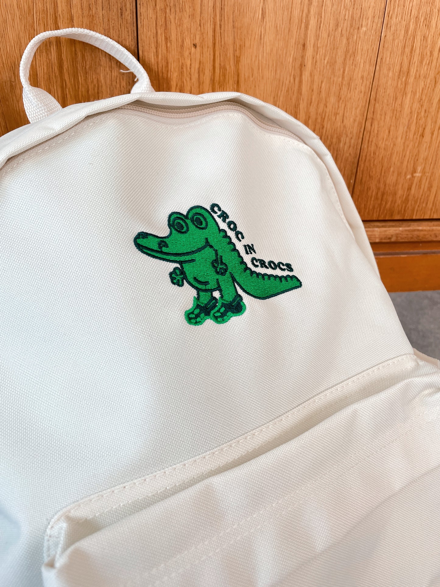 Other Side Store 'Crocs' Embroidered Backpack - Ecru