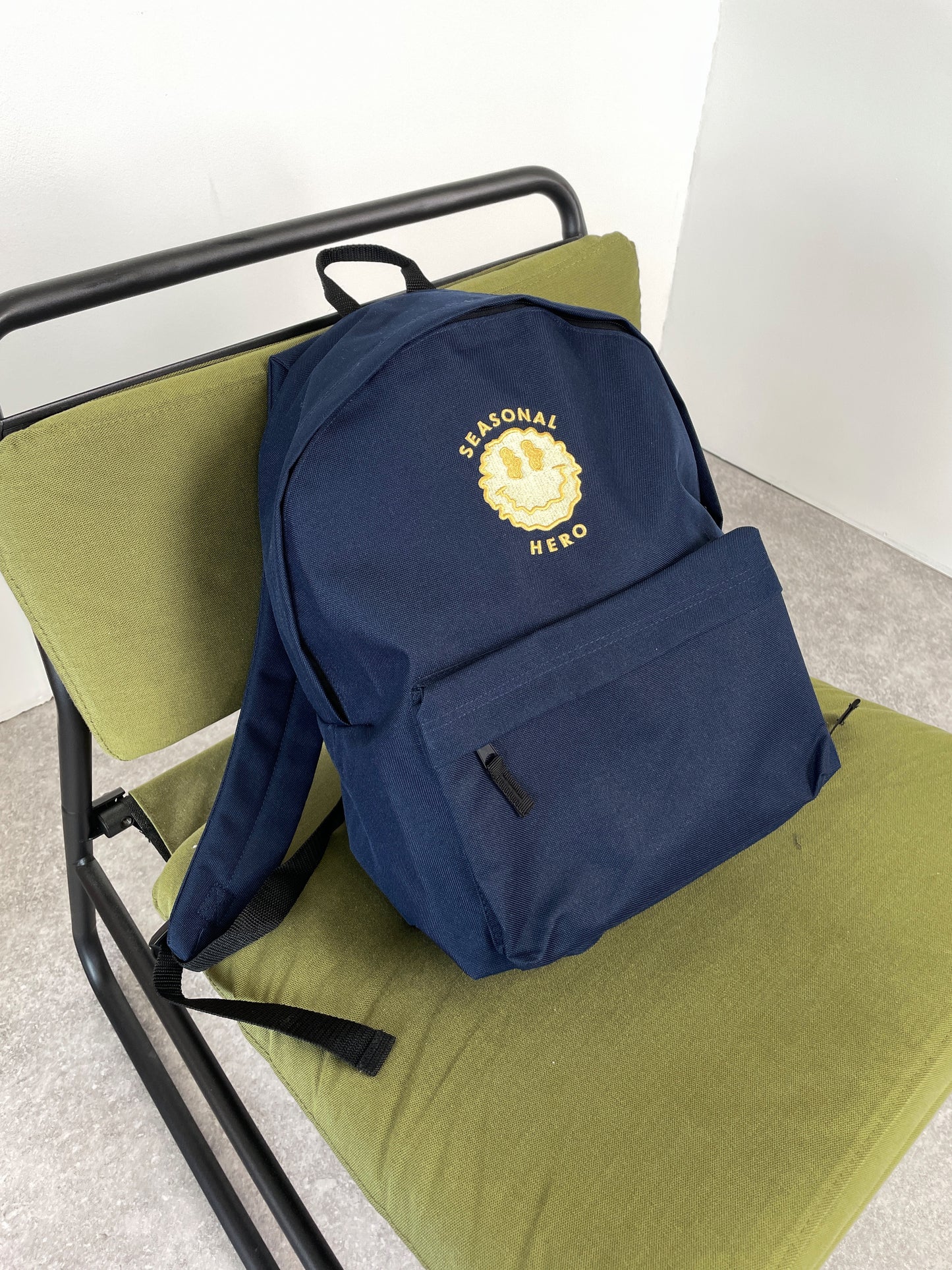 Seasonal Hero 'Trippy Smiler' Embroidered Backpack - Navy
