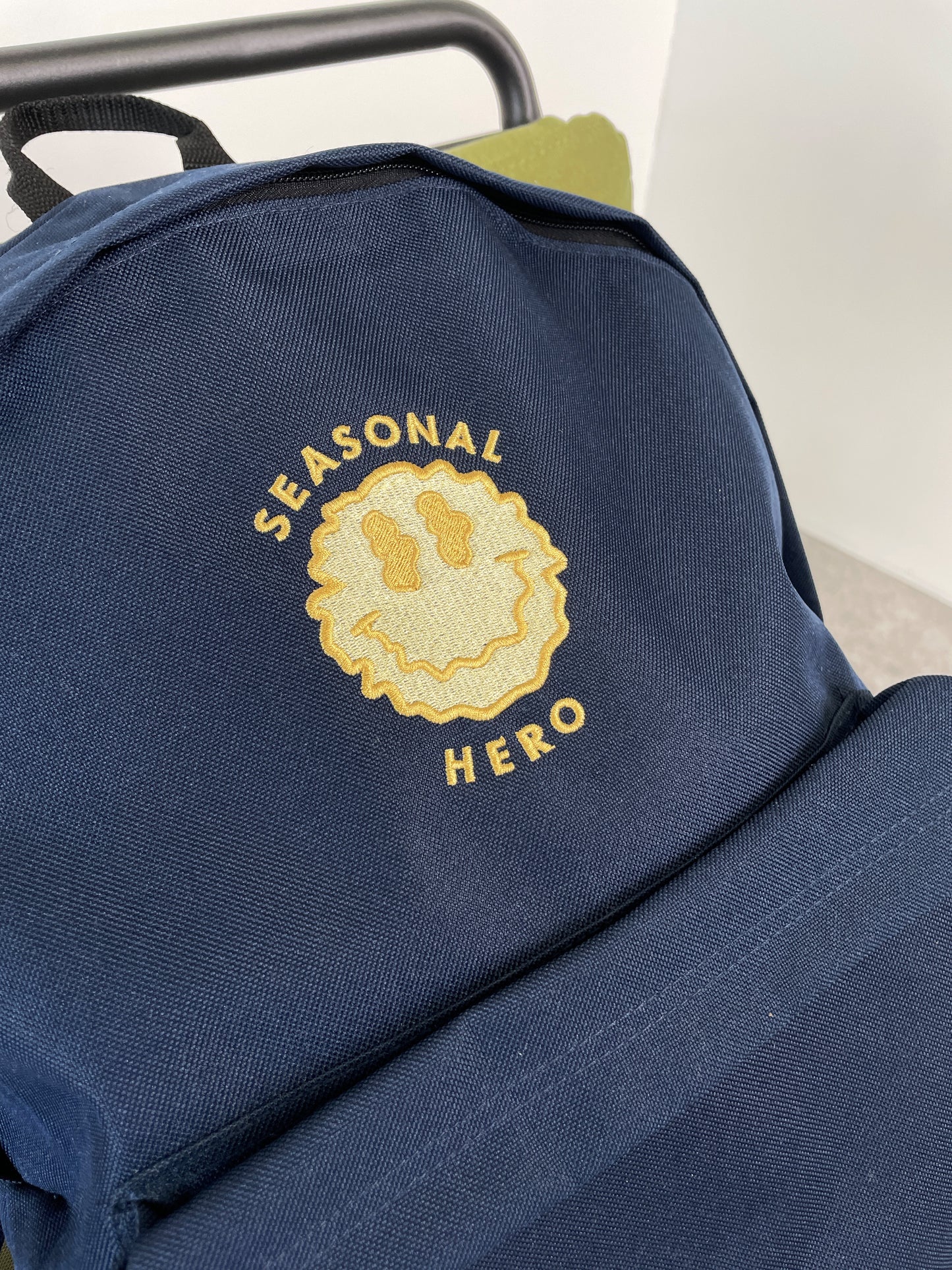 Seasonal Hero 'Trippy Smiler' Embroidered Backpack - Navy