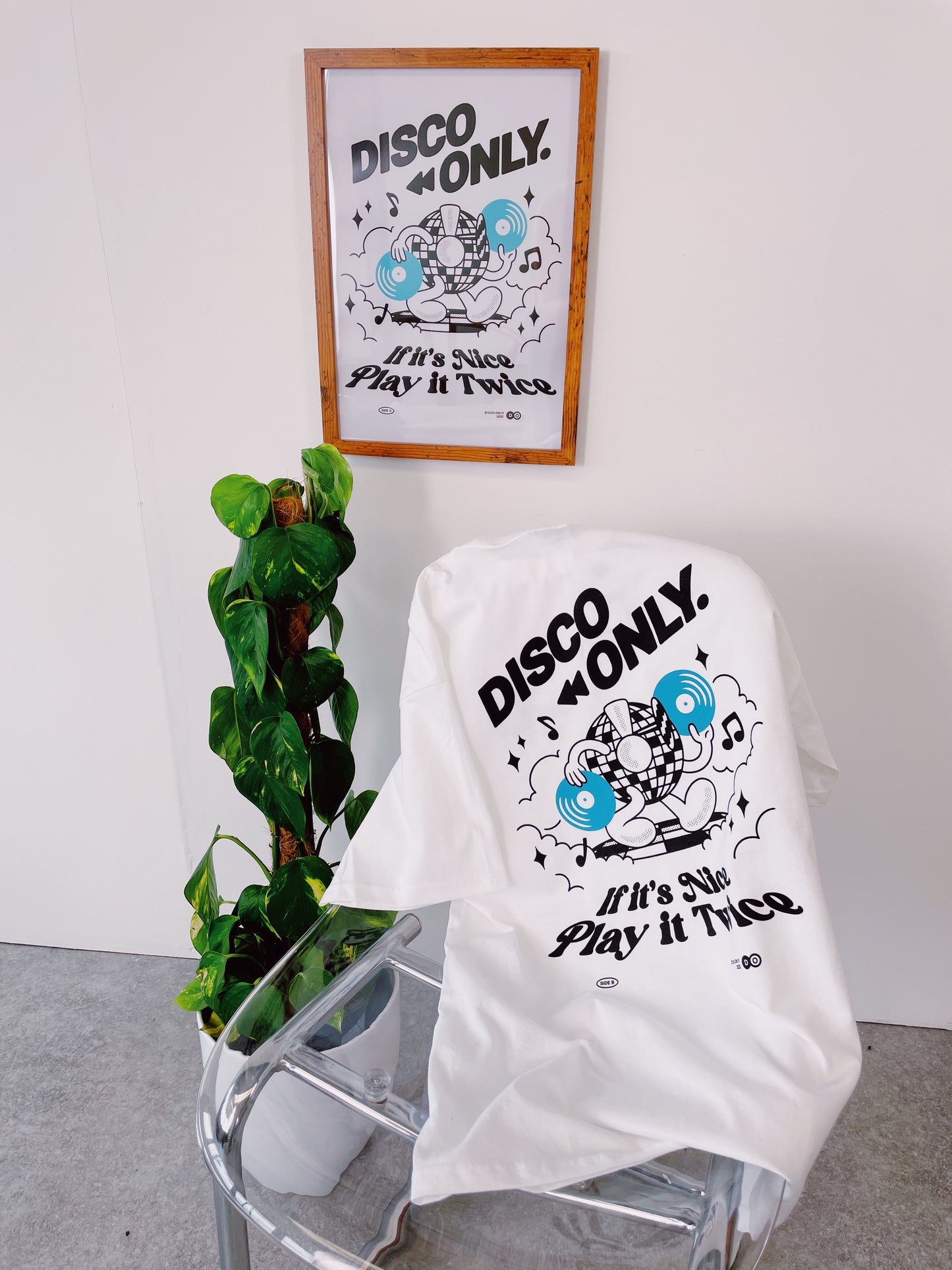 DISCO ONLY 'Play It Twice V4' Tee & Print Bundle - White