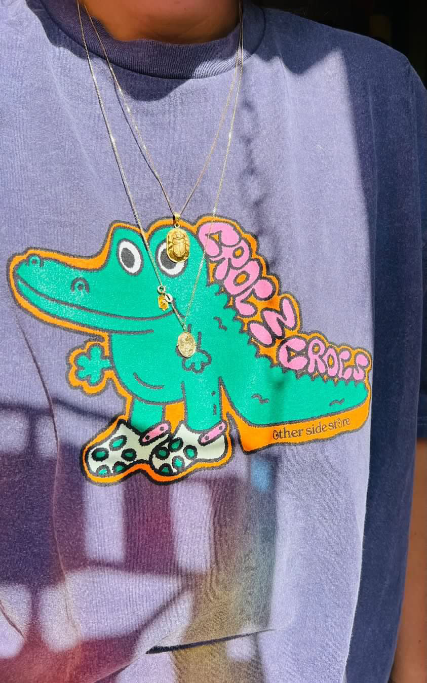 Other Side Store 'Croc In Crocs' Vintage Washed Tee - Violet