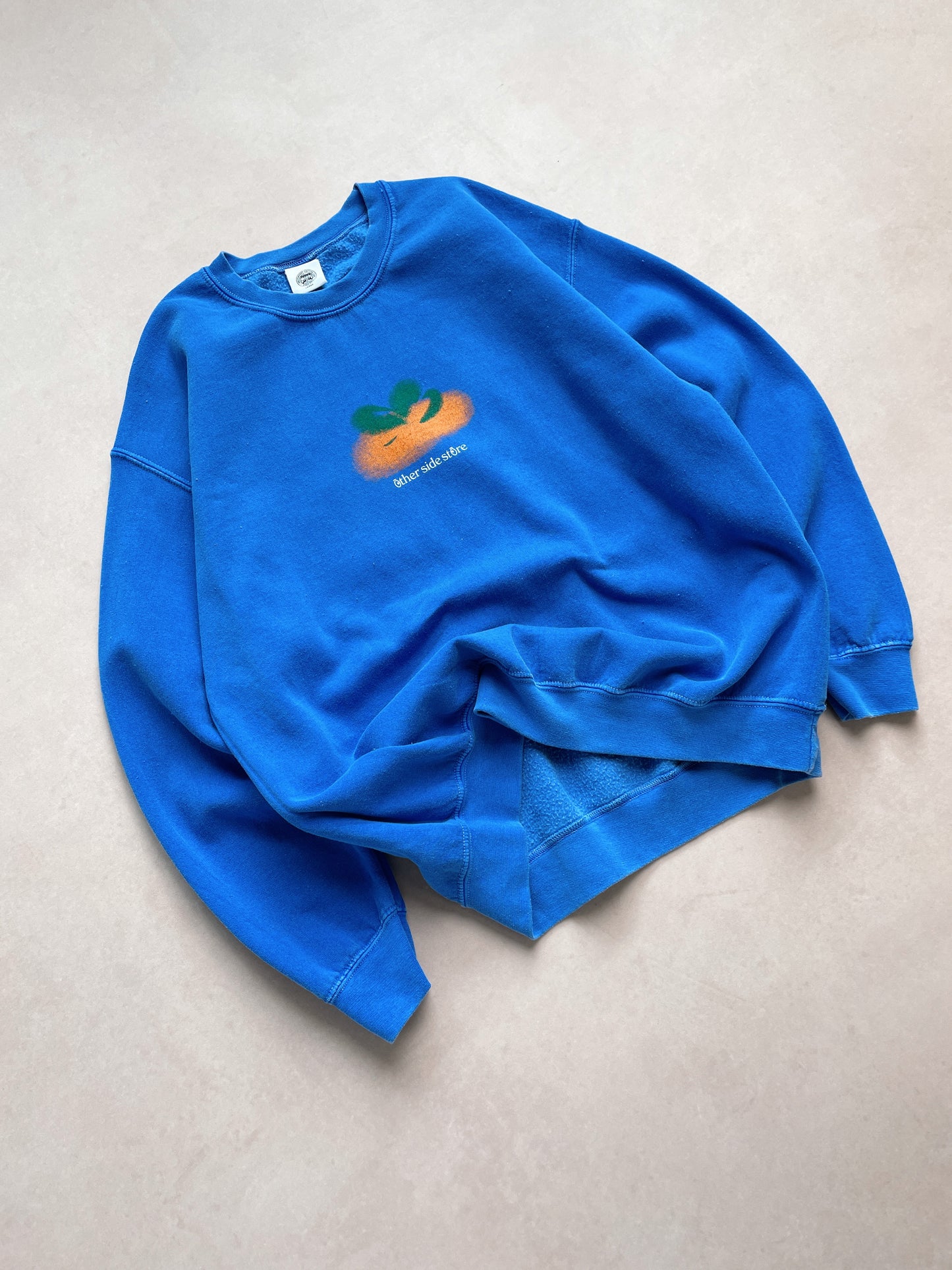 Other Side Store 'Orange' Vintage Washed Sweater - Royal Blue