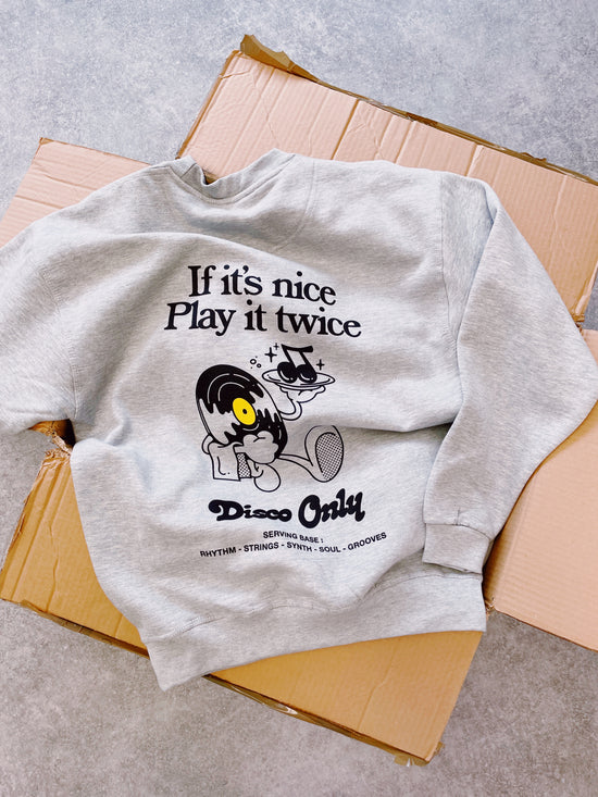 Load image into Gallery viewer, DISCO ONLY &amp;#39;Play It Twice V2&amp;#39; Sweater - Grey
