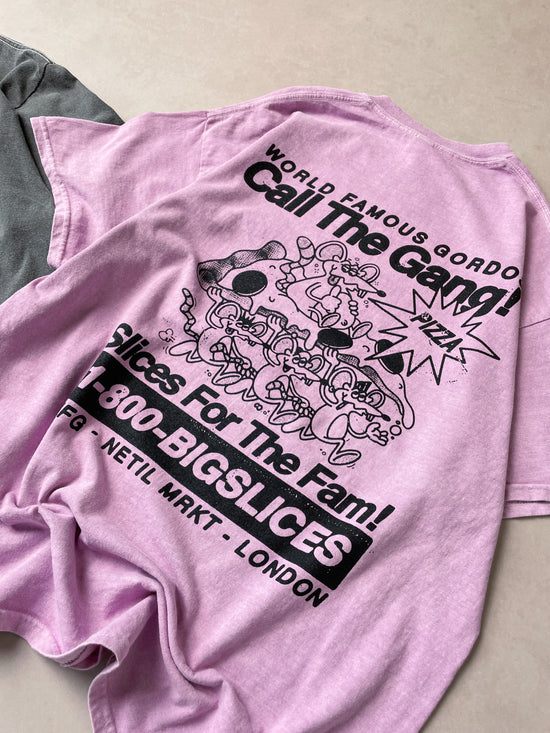 Gordos Pizzeria 'Call The Gang' Vintage Washed Tee - Pink