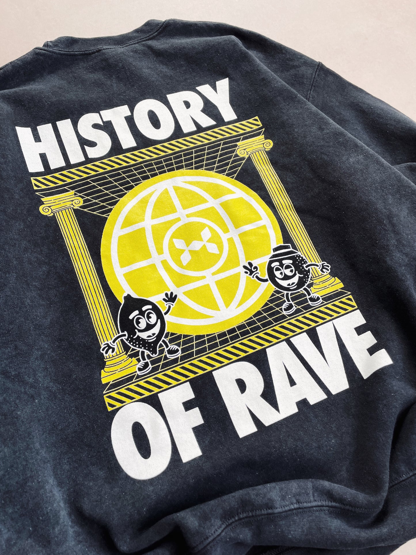 History Of Rave 'Colosseum' Acid Wash Sweater - Black