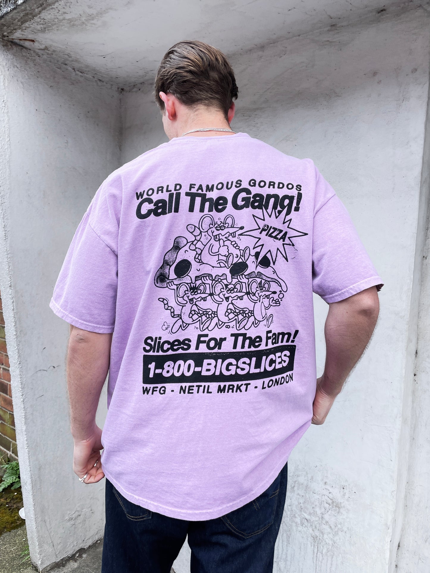 Gordos Pizzeria 'Call The Gang' Vintage Washed Tee - Pink