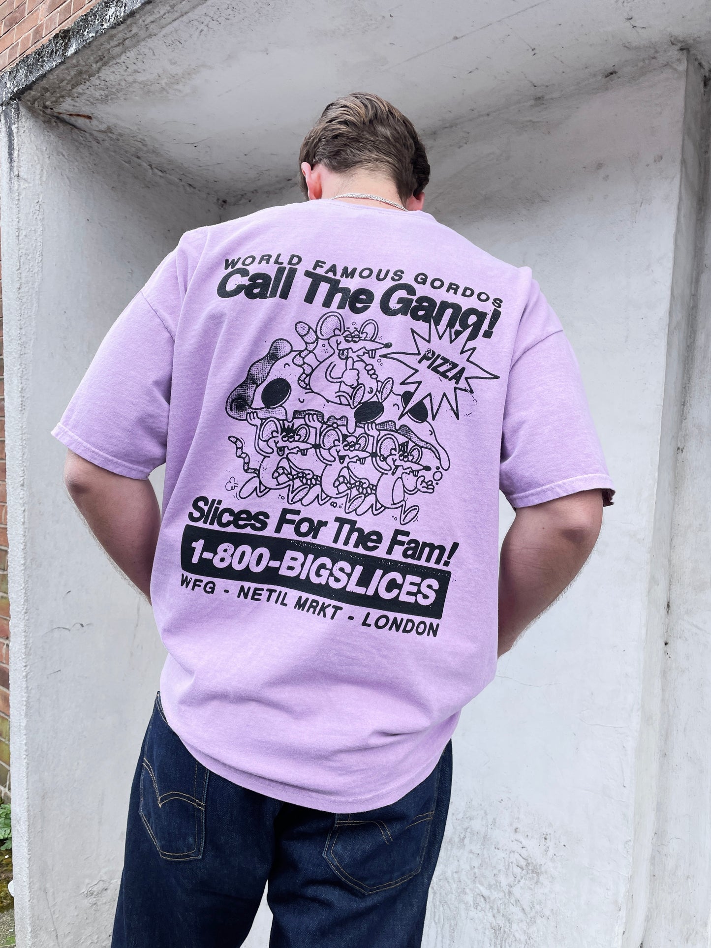 Gordos Pizzeria 'Call The Gang' Vintage Washed Tee - Pink