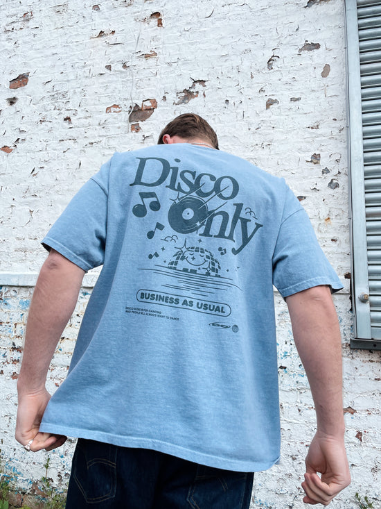 DISCO ONLY 'Business As Usual' Vintage Washed Tee - Blue