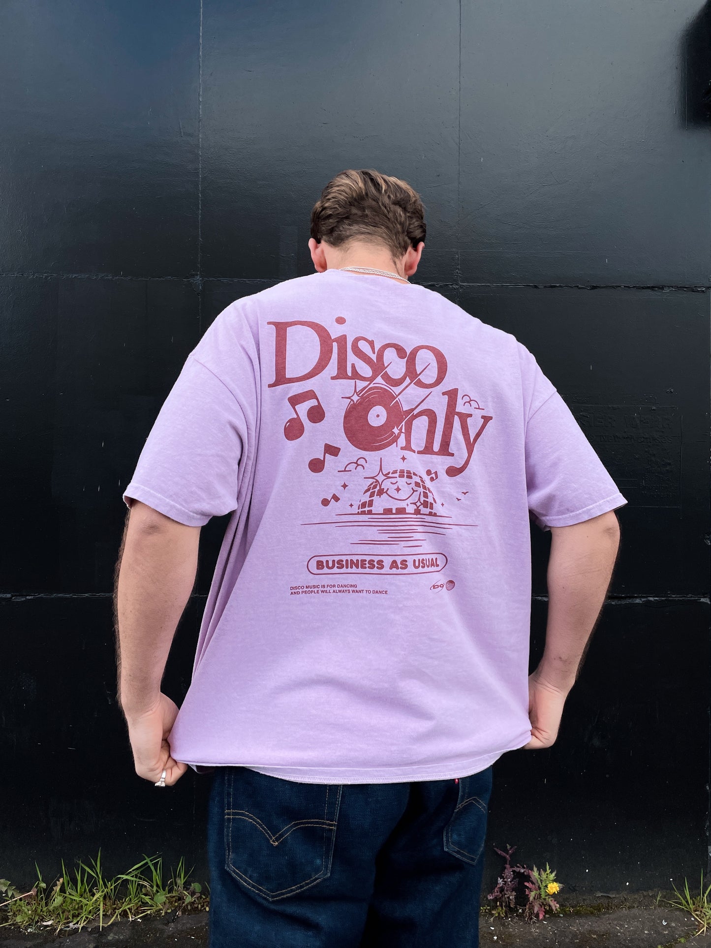 DISCO ONLY 'Business As Usual' Vintage Washed Tee - Pink