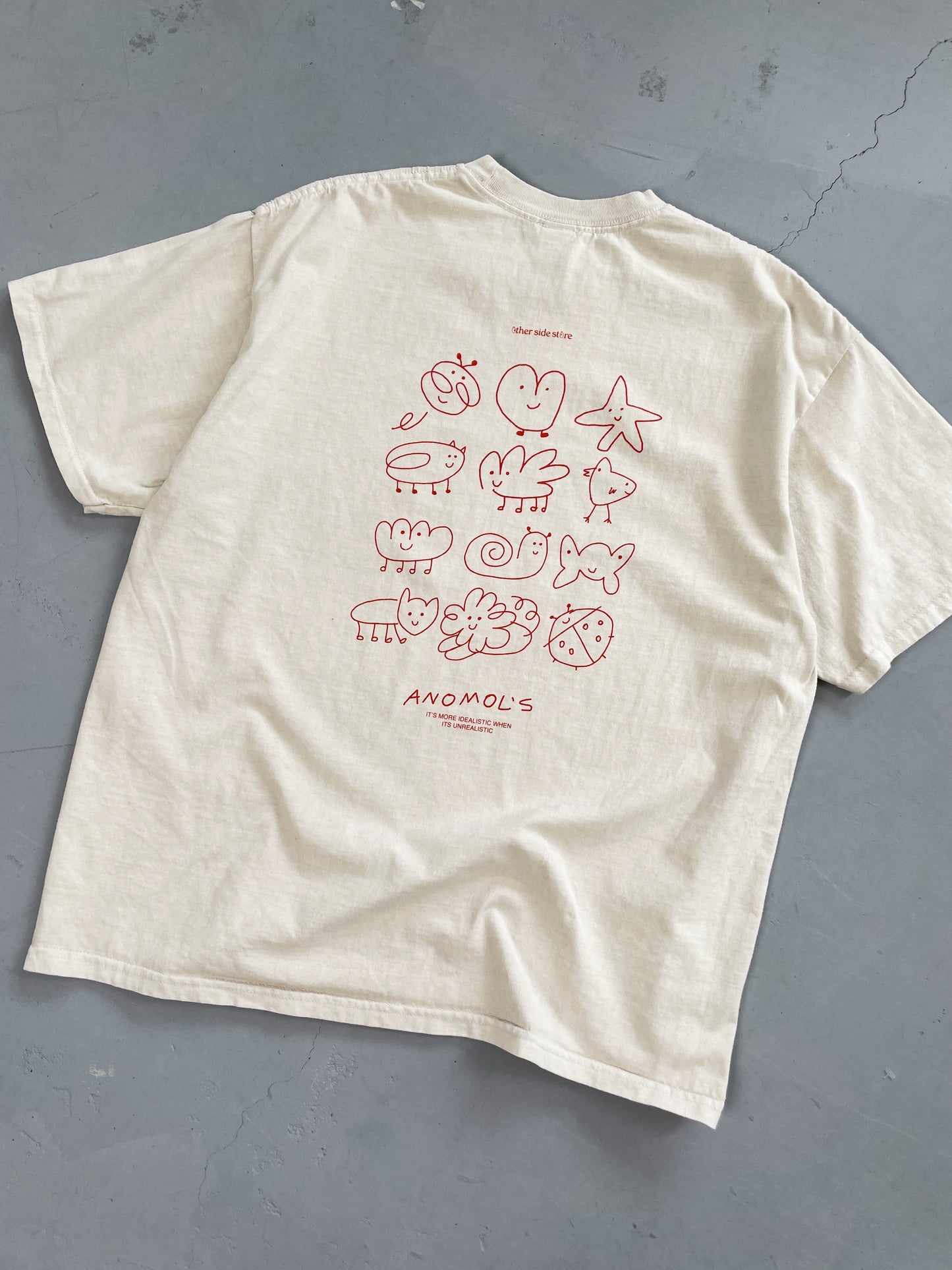 Other Side Store 'Anomols' Vintage Washed Tee - Cream