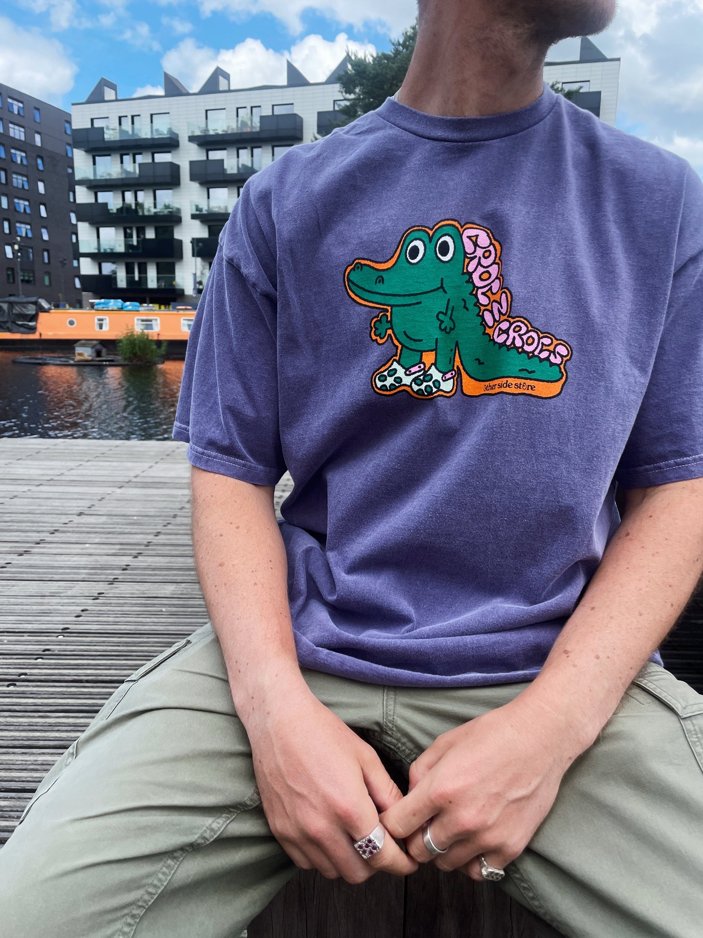 Other Side Store 'Croc In Crocs' Vintage Washed Tee - Violet