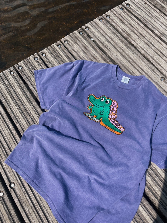 Other Side Store 'Croc In Crocs' Vintage Washed Tee - Violet