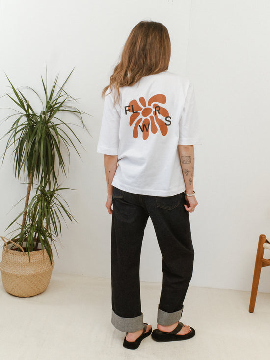 FLWRS Organic Boxy Tee - White