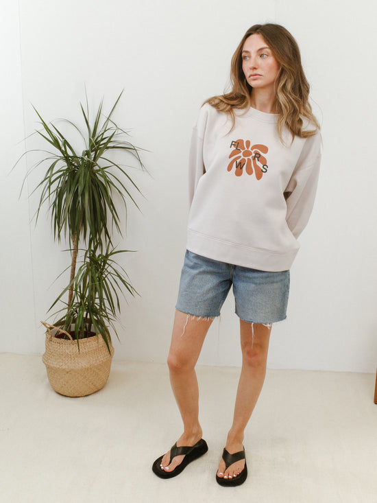 Load image into Gallery viewer, FLWRS Relaxed Crew Neck Sweater - Bone

