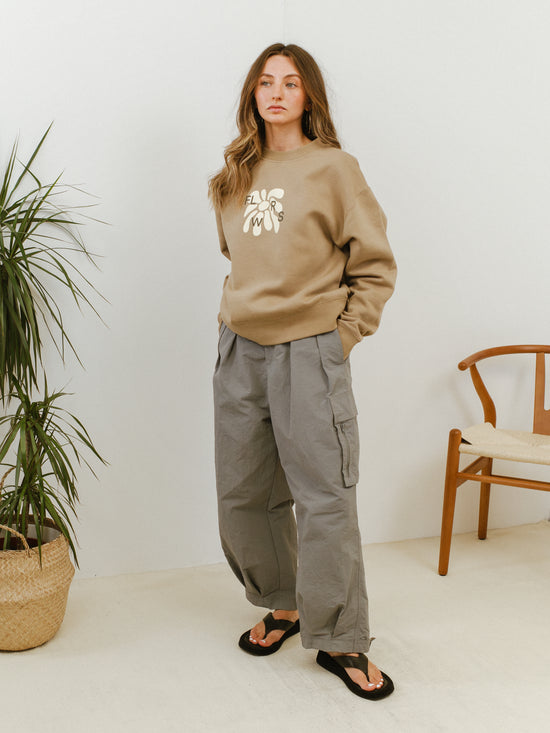 FLWRS Relaxed Crew Neck Sweater - Sand