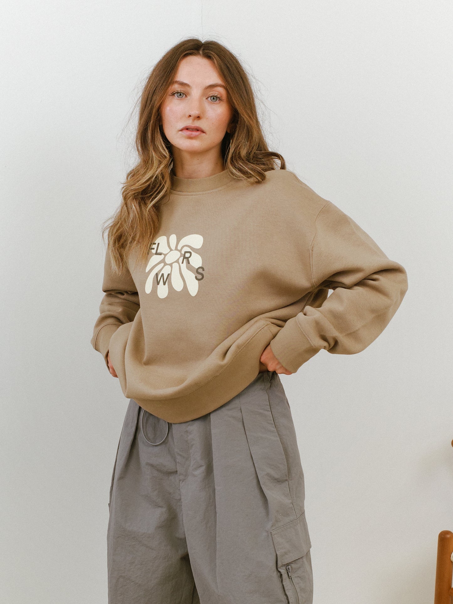 FLWRS Relaxed Crew Neck Sweater - Sand