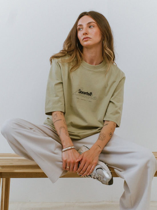 Load image into Gallery viewer, Vice 84 WMNS &amp;#39;Sports Leisure&amp;#39; Boxy Organic Tee - Sage

