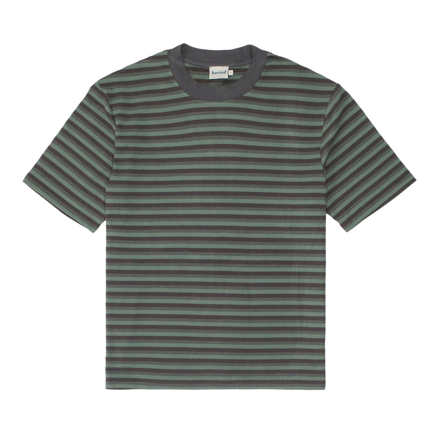 bound Peached Stripe Tee - Charcoal & Sage
