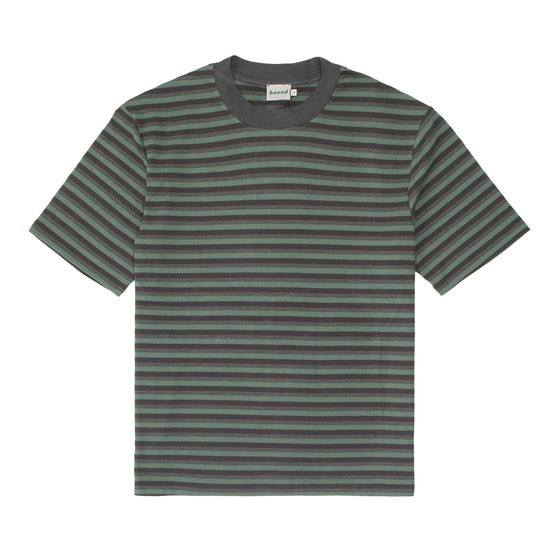 bound Peached Stripe Tee - Charcoal & Sage