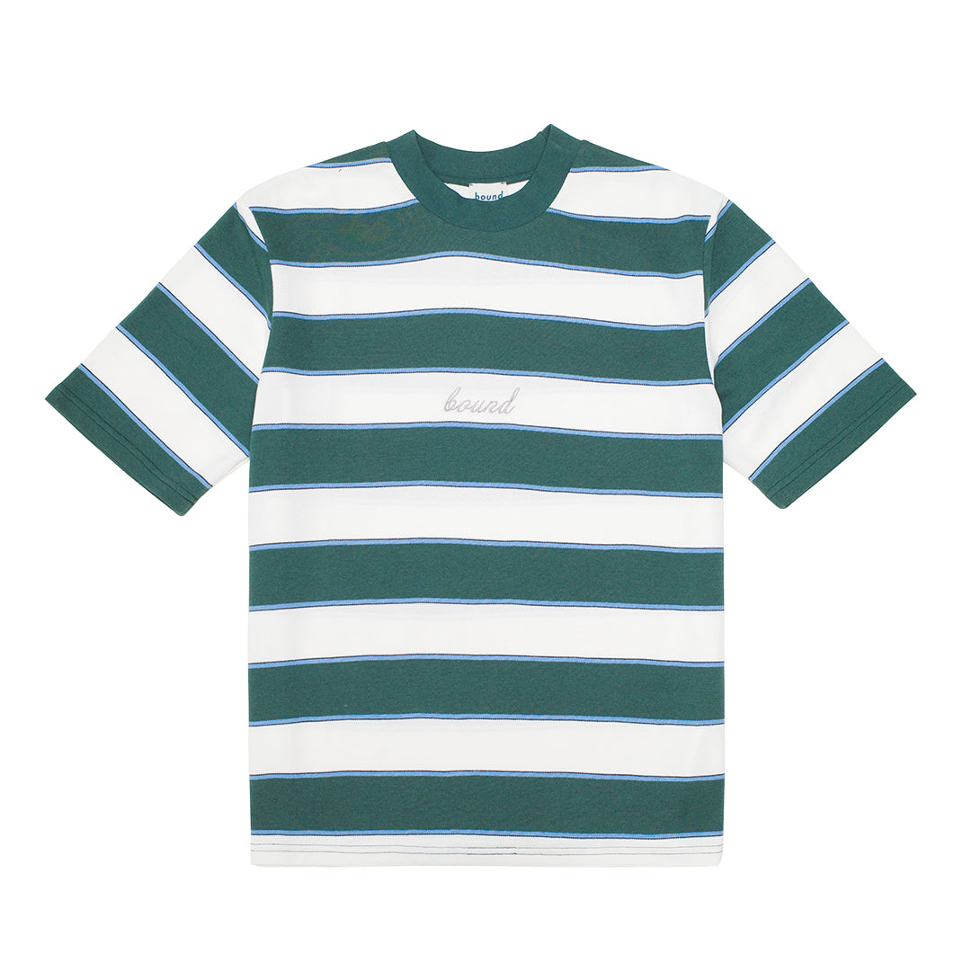 bound Pique Stripe Tee - Retro Green/Blue/White
