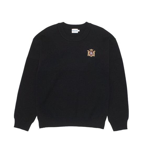 bound Crest Panel Knit Sweater - Black