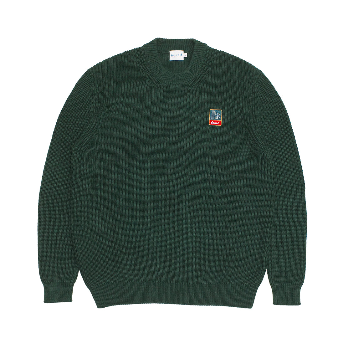 bound Retro Fisherman Rib Knit Sweater - Green