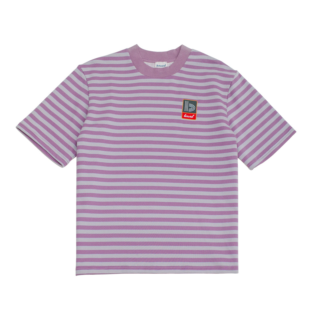bound Stripe Retro Patch Tee - Mauve
