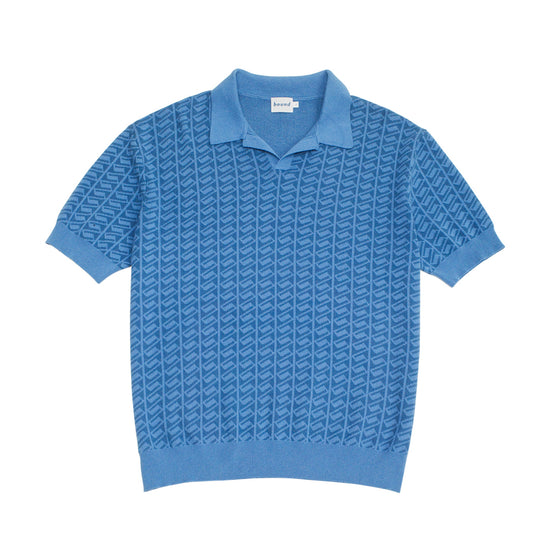 bound Harris Knit Polo - Blue Ocean