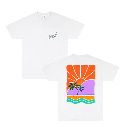 Load image into Gallery viewer, Seasonal Hero &amp;#39;Abstract Sunset&amp;#39; Tee - White
