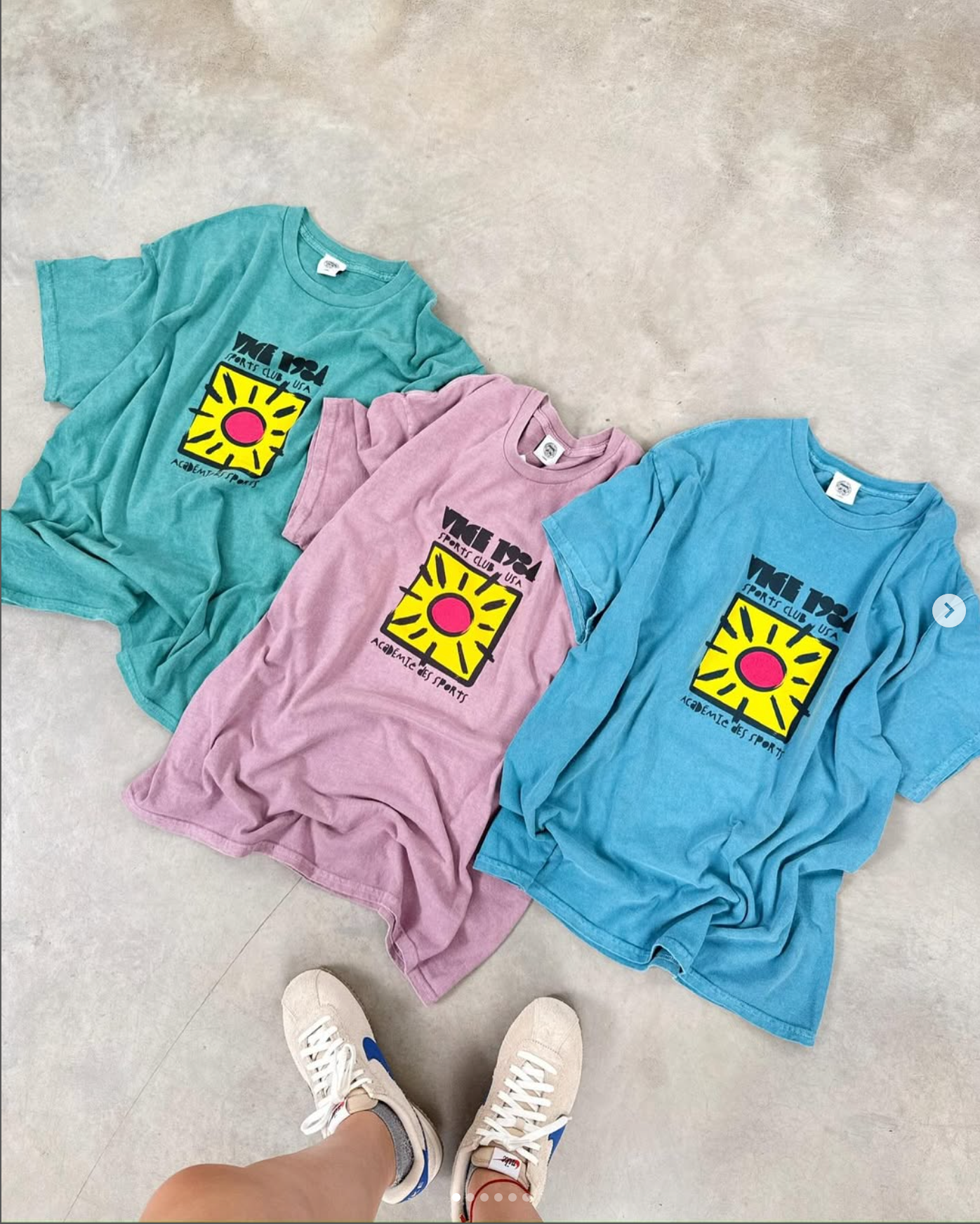 Vice 84 'Sun Sports Club' Vintage Washed Tee - Mid Blue