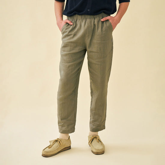 bound 'Seville' Linen Trousers - Khaki