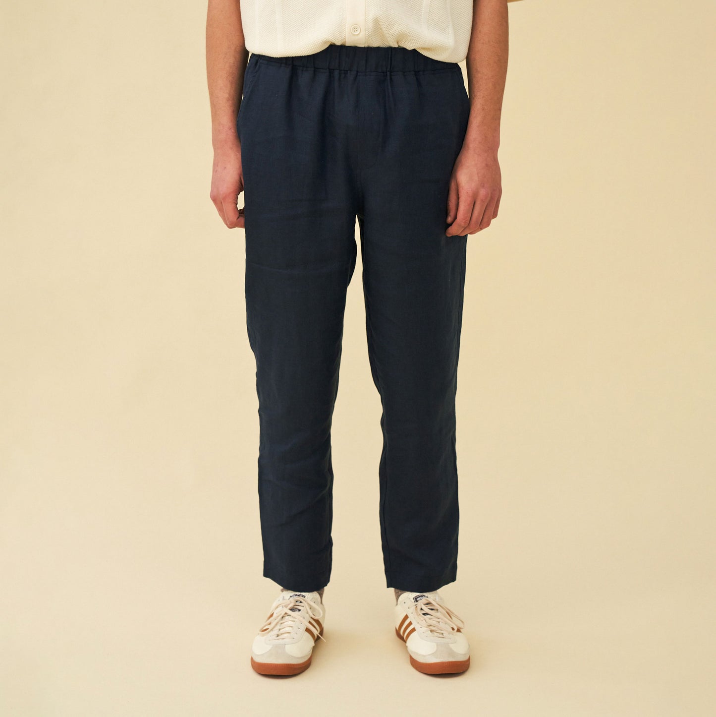 bound 'Seville' Linen Trousers - Navy