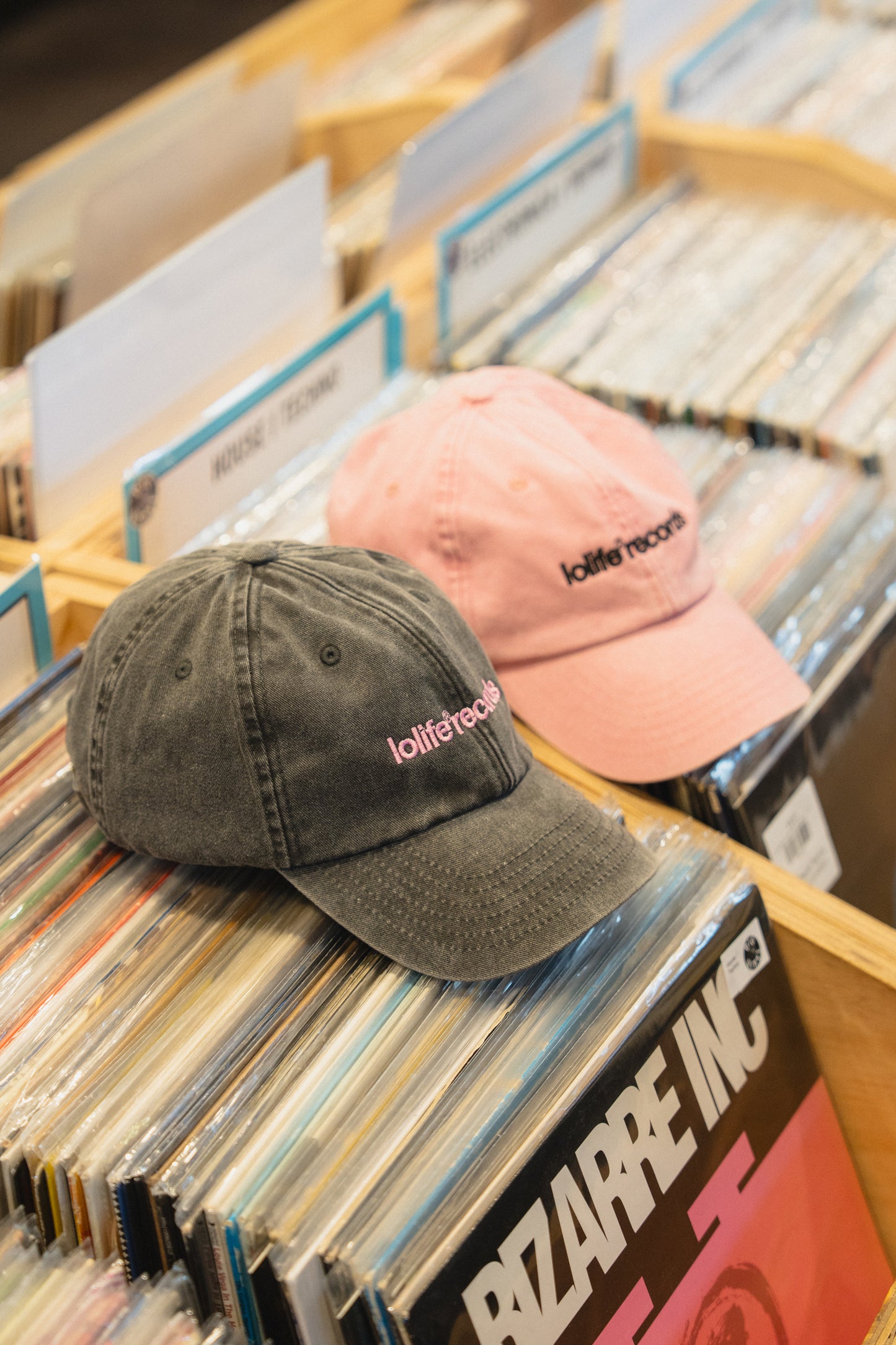 LOLiFE 'Records' Vintage Washed Cap - Black