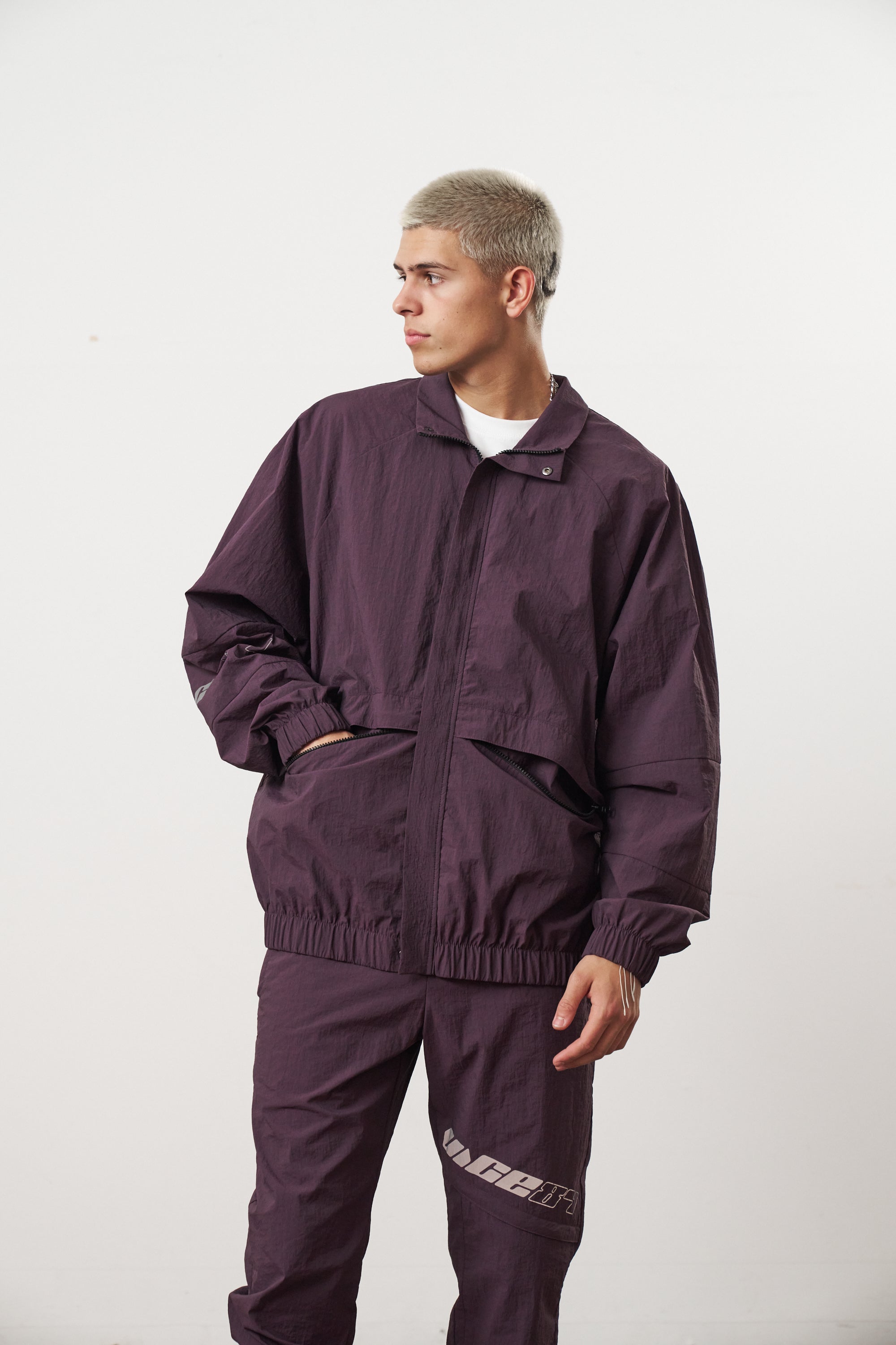 Vice 84 'Reflective Racer' Nylon Track Jacket - Burgundy – UN:IK