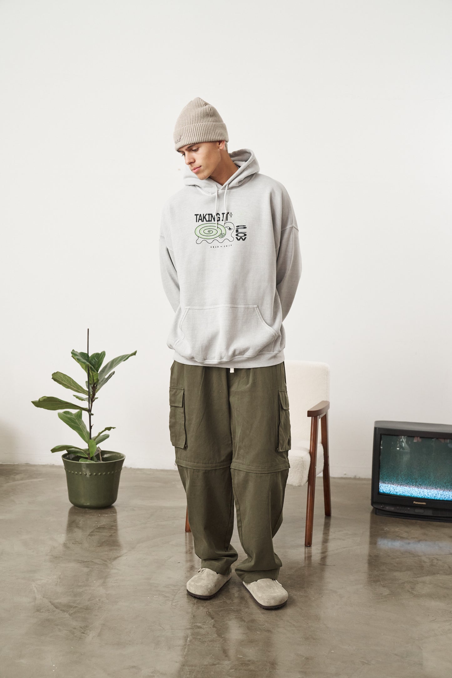 KBAR X UN:IK 'Taking It Slow' Vintage Washed Hoodie - Grey