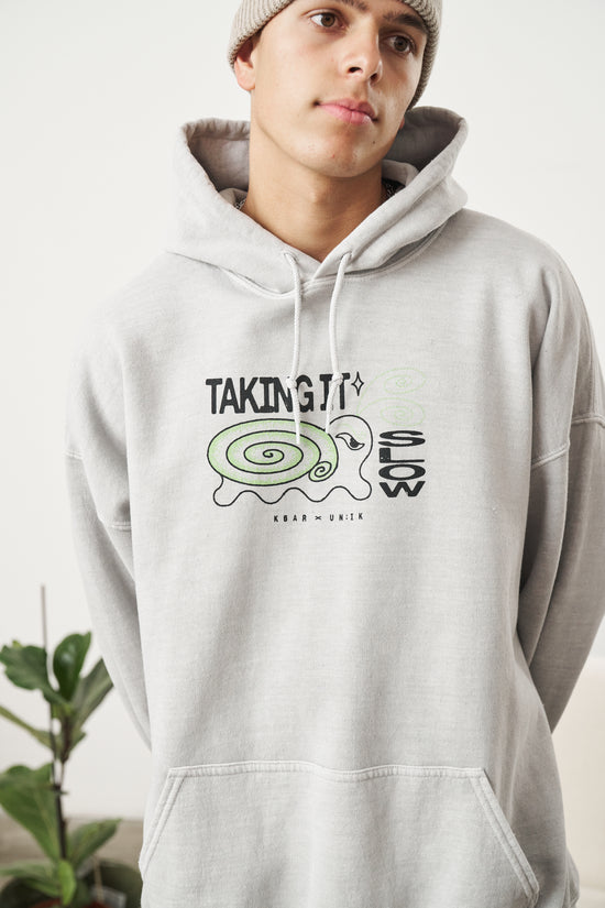 Load image into Gallery viewer, KBAR X UN:IK &amp;#39;Taking It Slow&amp;#39; Vintage Washed Hoodie - Grey
